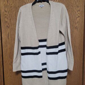 Jodifl Long Knitted, Stripped Cardigan, with Pockets